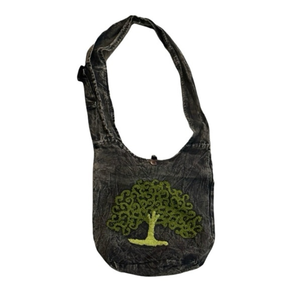 Earth Divas Tree of Life Crossbody Sling Acid Wash Boho Hippie Festival Ready